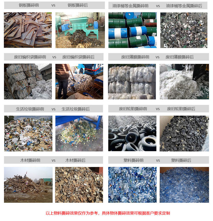 廢鋼撕碎機(jī)物料前后對(duì)比